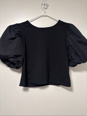 a new day Black Puff Sleeve Crop Top